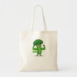 Strong Veggies Club Flexing Broccoli Funny Cartoon Tragetasche