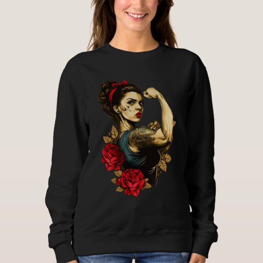 Strong Wife Mother Roses Never Give Up 1 Sweatshirt (Vorderseite)