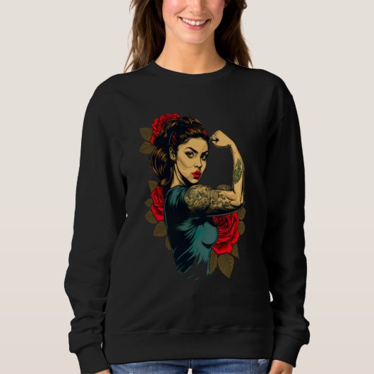 Strong Wife Mother Roses Never Give Up 2 Sweatshirt (Vorderseite)