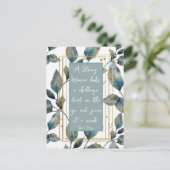 Strong Woman Positive Message Gold Green Foliage Postkarte (Stehend Vorderseite)