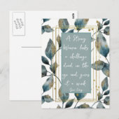 Strong Woman Positive Message Gold Green Foliage Postkarte (Vorne/Hinten)
