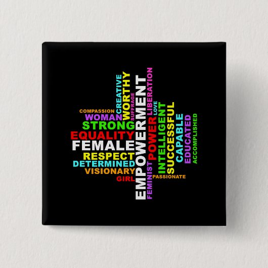 Strong Woman Word Cloud Button (Vorderseite)