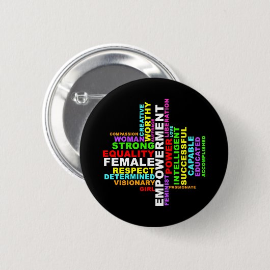 Strong Woman Word Cloud Button (Vorne & Hinten)
