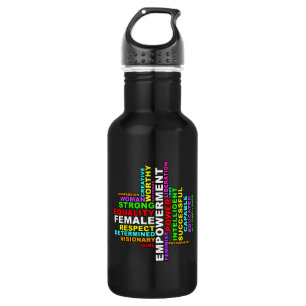 Strong Woman Word Cloud Edelstahlflasche