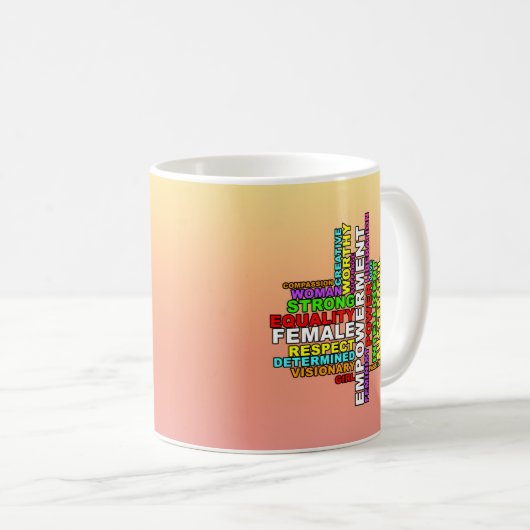 Strong Woman Word Cloud Kaffeetasse (VorderseiteRechts)