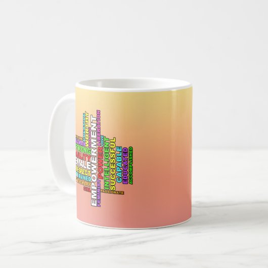 Strong Woman Word Cloud Kaffeetasse (Vorderseite Links)