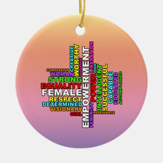 Strong Woman Word Cloud Keramik Ornament (Vorne)