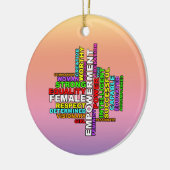 Strong Woman Word Cloud Keramik Ornament (Links)