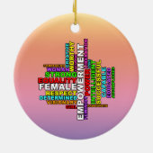 Strong Woman Word Cloud Keramik Ornament (Hinten)