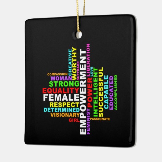 Strong Woman Word Cloud Keramikornament (Links)