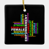 Strong Woman Word Cloud Keramikornament (Vorderseite)