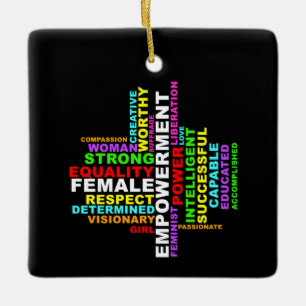 Strong Woman Word Cloud Keramikornament