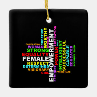 Strong Woman Word Cloud Keramikornament