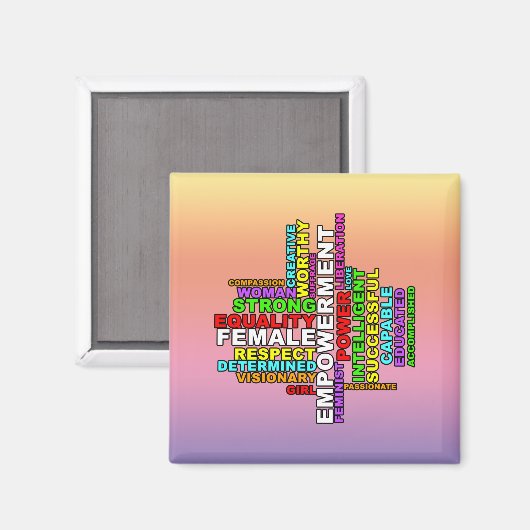 Strong Woman Word Cloud Magnet (Vorderseite/Rückseite)