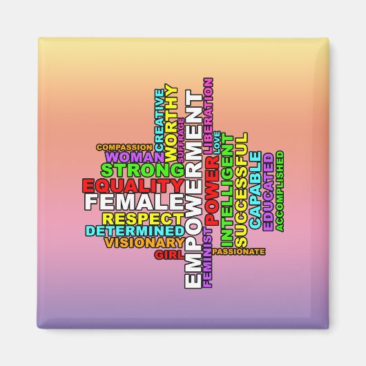 Strong Woman Word Cloud Magnet (Vorne)