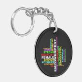 Strong Woman Word Cloud Schlüsselanhänger (Vorderseite links)
