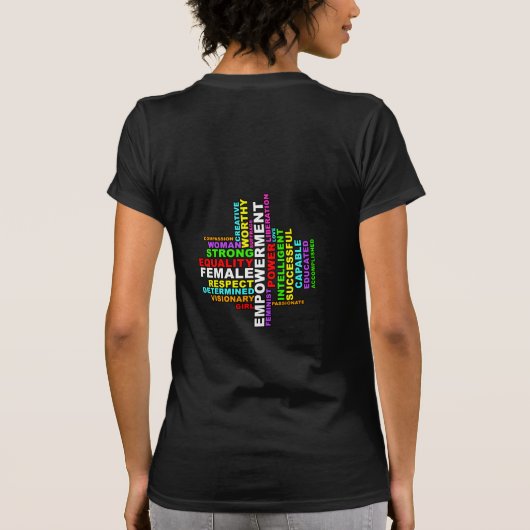 Strong Woman Word Cloud T-Shirt (Rückseite)
