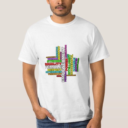 Strong Woman Word Cloud T-Shirt (Vorderseite)