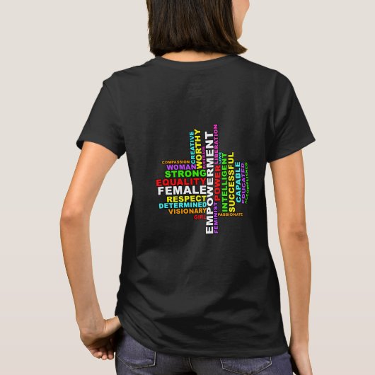 Strong Woman Word Cloud T-Shirt (Rückseite)