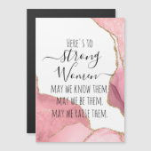 Strong Women Blush & Gold Agate Elegantes Girly-Ge Magnetkarte (Vorne/Hinten)