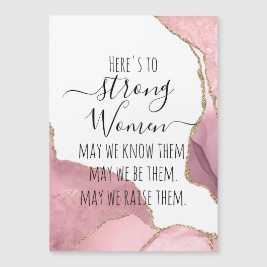 Strong Women Blush & Gold Agate Elegantes Girly-Ge Magnetkarte (Vorderseite)