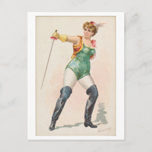 Strong Women Series #24: Fencer Vintag Postkarte