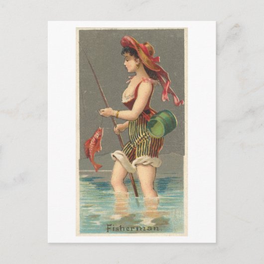Strong Women Series #29: Fishing Vintag Postkarte (Vorderseite)