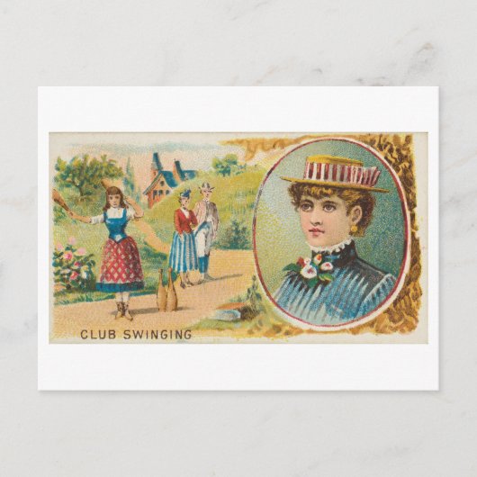 Strong Women Series #45: Club Swinging Vintag Postkarte (Vorderseite)