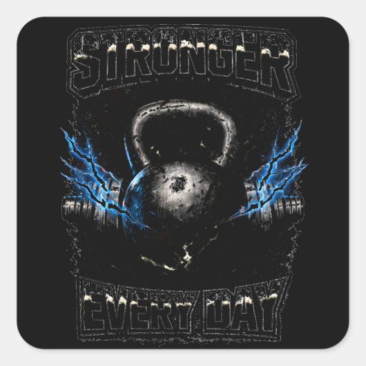 Stronger Every Day – Daily Progress Gym Quadratischer Aufkleber (Vorderseite)