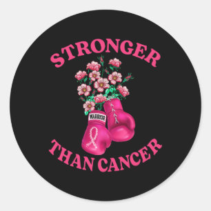 Stronger Than Cancer Boxing Gloves Pink Ribbon Bre Runder Aufkleber