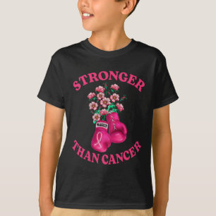 Stronger Than Cancer Boxing Gloves Pink Ribbon Bre T-Shirt
