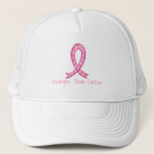 Stronger Than Cancer Pink Ribbon Support Gift Truckerkappe (Vorderseite)