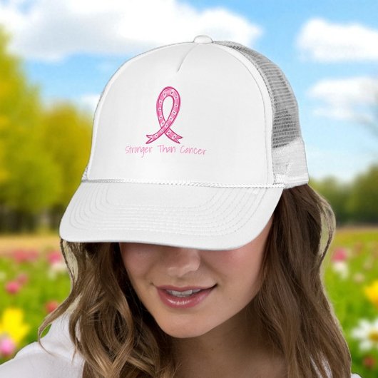 Stronger Than Cancer Pink Ribbon Support Gift Truckerkappe