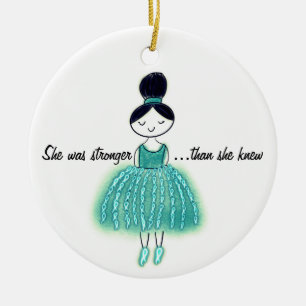 Stronger Than She Knew Customisable Ovarian Cancer Keramik Ornament
