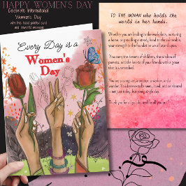 Stronger Together Hands & Tulips Womens Day Card Feiertagskarte