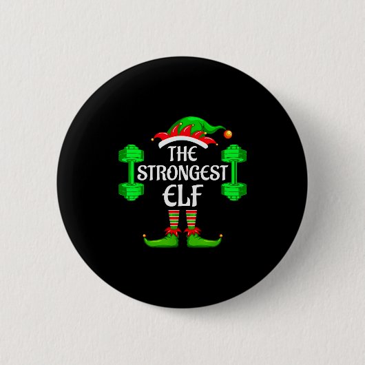 Strongest Elf Matching Family Group Christmas Part Button (Vorderseite)