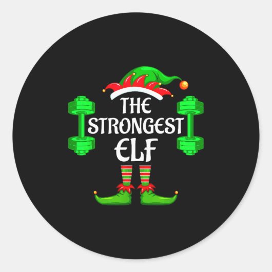 Strongest Elf Matching Family Group Christmas Part Runder Aufkleber (Vorderseite)