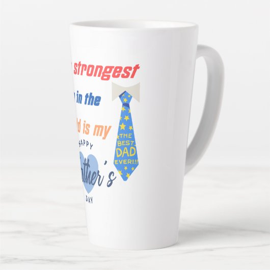 Strongest Man 👔 fröhliches Design für einen Helde Milchtasse (Rechte Ecke)