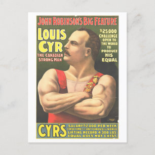 Strongman Act Vintag Circus Ad Lithograph Postkarte
