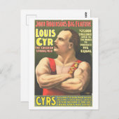 Strongman Act Vintag Circus Ad Lithograph Postkarte (Vorne/Hinten)