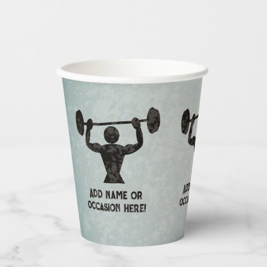 Strongman Hebe Gewichte - männliche Ermutigung Pappbecher (Vorderseite)