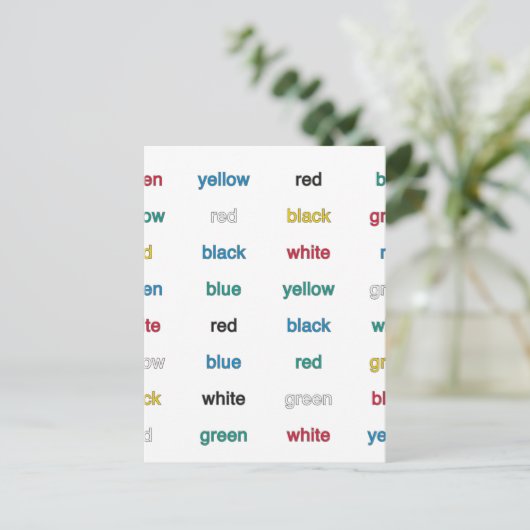 Stroop Test Englisch Postkarte (Stehend Vorderseite)