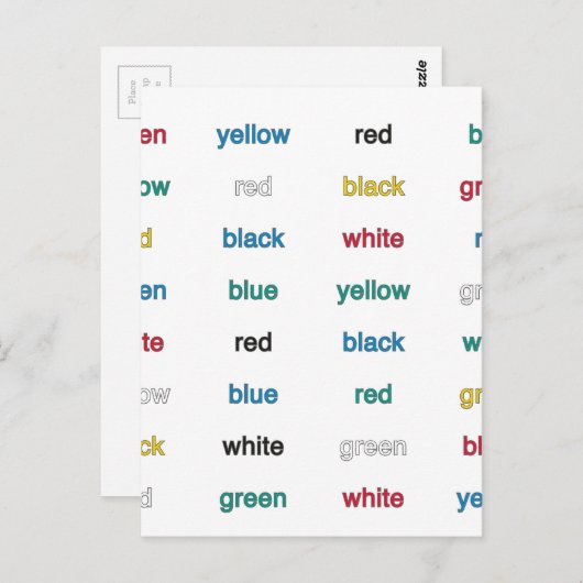 Stroop Test Englisch Postkarte (Vorne/Hinten)
