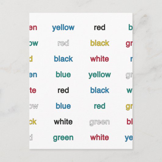 Stroop Test Englisch Postkarte (Vorderseite)