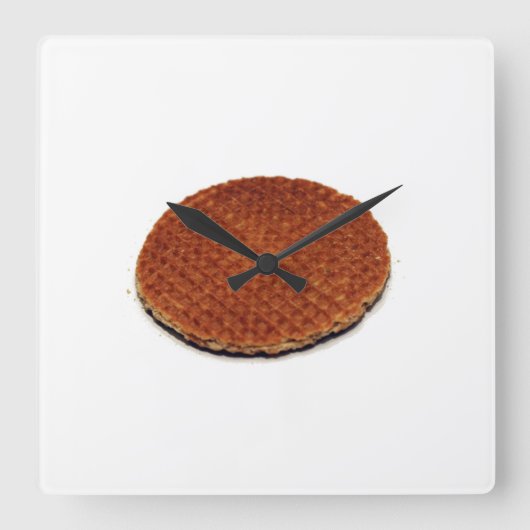 Stroopwafel Quadratische Wanduhr (Vorderseite)
