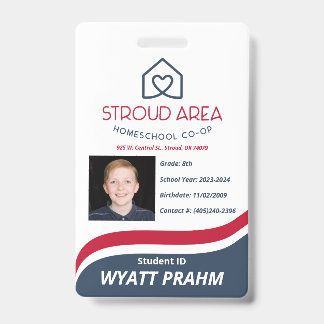 Stroud Area Homeschool Student ID Abzeichen Ausweis