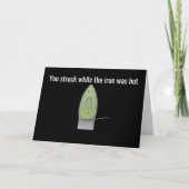 Struck während Eisen heiß, Hände runter, Glückwuns Karte (Vorderseite)