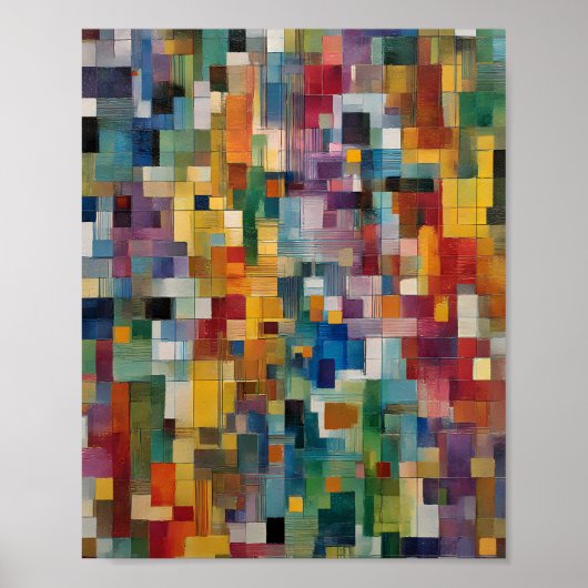 Structural Chaos Art: Technical Grid Break Tile Poster (Vorne)