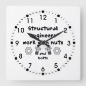 Structural Engineers Work Quadratische Wanduhr (Vorderseite)