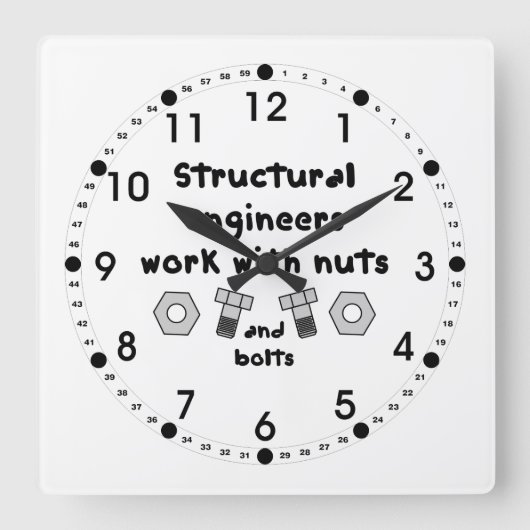 Structural Engineers Work Quadratische Wanduhr (Vorderseite)